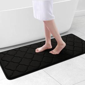lot 1502 image: OLANLY Memory Foam Bath Mat Rug 47x20, Soft and Absorbent Bathroom Rugs, Non-Slip, Comfortable, Machine Washable Bath Carpet for Bathroom Floor, Tub, Shower and Home Decor Accessories, Black