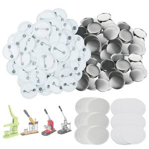 lot 1503 image: Mostme 300 Sets 32mm1.25 inch Button Supplies Button Parts for Buttons Maker Machine 32mm, Round Badge Blank Buttons Pins, Includes Plastic Pin Back Cover, Metal Cover, Clear Film&Blank Paper