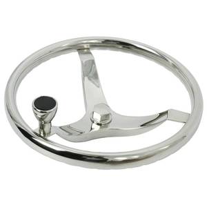 lot 1511 image: HYDDNice 3 Spoke Stainless Steel Boat Steering Wheel 13-12 Dia with 12-20 Nut & Turning Knob fit for Teleflex Cable Helm