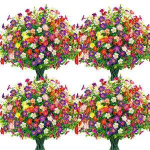 lot 1515 image: Der Rose 24 Bundles Artificial Flowers for Outdoor Fake Flowers Plants for Home Garden Porch Farmhouse Decor
