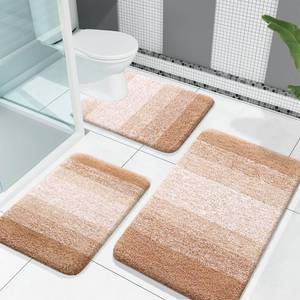 lot 1516 image: OLANLY Bathroom Rugs Sets 3 Piece, Soft Absorbent Microfiber Bath Mats and U-Shaped Contour Toilet Rug, Plush Shaggy Bath Mat Set for Bathroom (30x2024x1624x20, Beige)