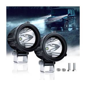 lot 1524 image: 4WDKING 2 LED Round Light 20W Spot Driving Light Waterproof Off-Road Work Lamp for Motorcycle, ATV, UTV, Dirt Bike, 4x4 Pickup Truck, Boat, Trailer - Pack of 2