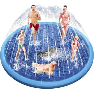 lot 1531 image: Raxurt Splash Pad for Kids and Dogs, 118 Super Large Anti-Slip Splash Sprinkler Pad for Baby Toddler, Thicken Splash Pad Dog Pool Summer Outdoor Water Toys, 9.8FT Blue
