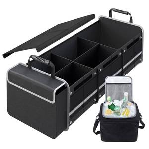 lot 1554 image: AOPHY Car Trunk Organizer, 115L Storage Organizer with Insulated Leakproof Cooler Bag, 4 in 1 Waterproof Portable Cargo Organizer with Cover, 3 Large Compartments, Trunk Organizer for Car, SUV, Truck