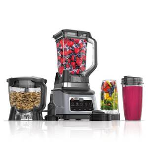 lot 1566 image: Ninja BN801 Professional Plus Kitchen System, 1400 WP, 5 Functions for Smoothies, Chopping, Dough & More with Auto IQ, 72-oz. Blender Pitcher, 64-oz. Processor Bowl, (2) 24-oz. To-Go Cups, Grey
