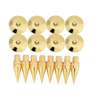 lot 2028 image: Vikye 8 Pairs Speaker Mat, 6 x 36MM Speaker Feet Copper Speaker Spike Isolation Stand  Base Pad Feet Mat for Speaker, Amplifier, CD DVD Player, Turntable Recorder, Chassis, Instrument