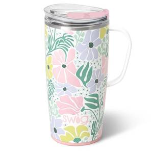 lot 2364 image: Swig Life 22oz Travel Mug, Insulated Tumbler with Handle and Lid, Cup Holder Friendly, Dishwasher Safe, Stainless Steel, Travel Coffee Cup, Insulated Mug with Lid (Garden Party)