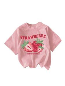 lot 2371 image: BEAUDRM Womens Strawberry Graphic Print Tee Shirt Crew Neck Short Sleeve T Shirt Casual Summer Tops Pink X-Large