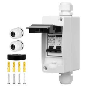 lot 2380 image: MINGSONG DC Solar Panels Disconnect Switch 40 Amp AC Circuit Breaker Box 400V 2 Poles IP65 Waterproof UV-Proof Outdoor Small Breaker Box for Solar PV Homes