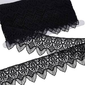 lot 2387 image: FINGERINSPIRE 6.56 Yard Venice Lace Trim 2-38 inch Wide Triangle Wavy Embroidery Lace Trim Black Flower Polyester Scalloped Lace Trim for Crafts Dress Cloth Gift Wrapping Wedding Home Decoration