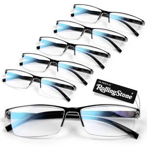 lot 2390 image: 6 pack Executive Style Reading Glasses Men - Durable Readers with 99% Blue Light Blocking - Comfortable Fit with TR90 Frames