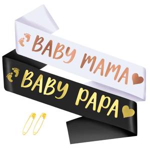 lot 2393 image: Generic Baby Mama and Baby Papa Sash for Baby Shower��Mom to be Sash and Dad to be sash for Gender Reveal, Boy or Girl,He or She Baby Sex Reveal Decorations,New Mom Daddy Gifts