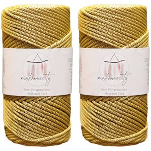lot 2397 image: Makromecity, 2 Skeins of Polyester Macrame Cord 3mm x 131 Yards (394 feet) 3mm Polypropylene Mustard Macrame Cord Crochet Macrame Bag Cord Crafts for Wall Hangings, Bags, Underplate, Rug