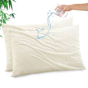 lot 2402 image: Gogreen Bamboo Rayon Waterproof Pillow Protector, Breathable Pillow Cover, Cooling Pillow Case Protector with Zipper, Super Soft Pillow Case Cover with Zipper (2 Packs, Standard 20x26, Beige)