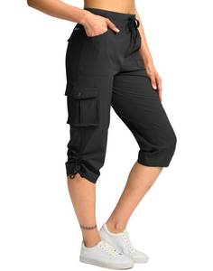 lot 2404 image: Pudolla Womens Cargo Capri Pants Lightweight Quick Dry Hiking Pants Summer Travel Casual Capris with 5 Pockets (Black Small)