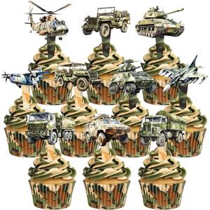 lot 2419 image: A 40 PCS Army Cupcake Toppers