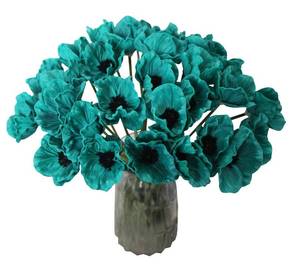 lot 2434 image: ALIERSA 10 Stems Artificial Poppies Flowers, Real Touch Fake Latex Flowers for Bridal Wedding Bouquet Home Kitchen Desktop Party Decor (Teal)