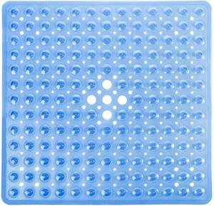 lot 2437 image: Yimobra Shower Stall Mat Non Slip, 21x21 Inch, Soft Square Bath Mat for Shower with Suction Cups and Drain Holes, Stall Floor Mats for Bathroom, Machine Washable, Bathroom Accessories, Clear Blue