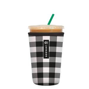 lot 2443 image: Sok It JavaSok Iced Coffee & Cold Soda Insulated Neoprene Cup Sleeve (B&W Buffalo Check, Medium 22-28oz)