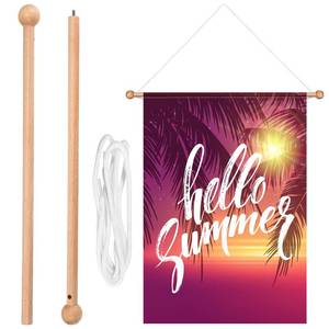 lot 2448 image: Queekay Wooden Banner Pole Horizontal Flag Hanger Garden Banner Flag Pole Holder Stand Pennant Flag Hanger Holder for Hanging Wall House Sports Dynasty Company Flags Width Less Than 30 Inch (1 Pack)