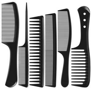 lot 2450 image: Kolavia 6 PCS Hair Comb Set Black, Durable Wide and Fine Tooth Rat Tail Hair Barber Comb for Women & Man, Professional Combs for Wet Curly Natural Hair Detangling Parting Teasing Styling & Cutting