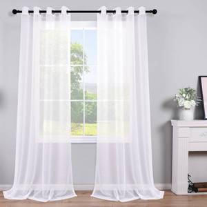 lot 2456 image: KOUFALL 108 Inch Curtains White Sheer Drapes 108 Inches Long 2 Panels for Living Room with Grommet,9 FT