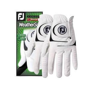 lot 2463 image: FootJoy Mens WeatherSof 2-Pack Prior Generation Golf Glove White Large, Worn on Right Hand