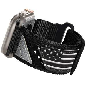 lot 2476 image: ULTIMAL Compatible witch Apple Watch Ultra 2 Band for men 49mm iWatch Bands 46mm 45mm 44mm Men,Nylon velcro Stars-Stripes Flag Woven Strap for Apple Watch ultra 21 Series 10987654SESE2 (L,Black USA Flag)
