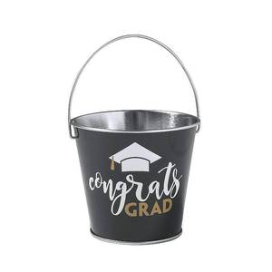 lot 2498 image: Graduation Metal Pails, fill with Snacks and Treats - Set of 12 - Graduation Party Supplies