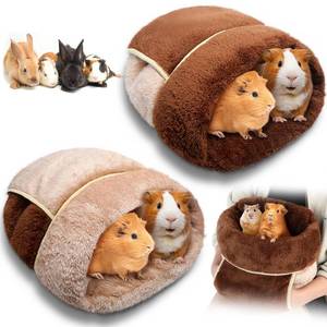lot 5297 image: Wenqik 2 Pcs Guinea Pig Bed Cuddle Warm Hideout Small Animal Sack Cozy House Bedding Sleeping Cushion Portable Pet Carrier Cage Nest for Rabbit Hamster Rat(Dark Brown, Light Coffee,Plain)