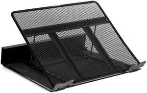 lot 5299 image: DESIGNA Metal Mesh Ventilated Adjustable Laptop Stands Computer Notebook Holder Stand Riser Compatible with Apple MacBook Air Pro Dell XPS HP Samsung Lenovo More Laptops up to 19- Black
