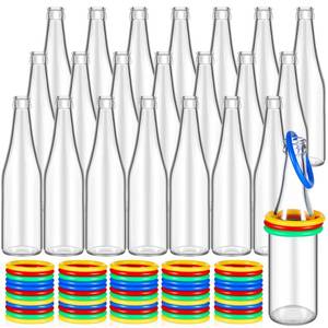 lot 5315 image: Tioncy 72 Pcs Ring Toss Game Outdoor Carnival Games Backyard Adults Fun Target Toys Glass Bottles with Mixed Color Rings Hoops for Family Outside Sport Party Accessories (Random Color Hoops)