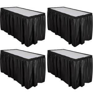 lot 6360 image: Breling 4 Pcs Plastic Table Skirt 29 Inches x 14 ft Disposable Table Skirt for Rectangle Tablecloth Wedding Shower Birthday Party Banquet(Black)