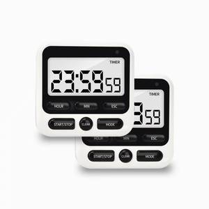lot 6363 image: A2 Pack Digital Kitchen Timer NKOVE 24 Hour Clock and Alarm Function with Silent or Alarm Manual Switching Count UP or Down and Memory Function Black