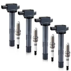 lot 6379 image: Pindex 4 Pack UF311 Ignition Coil and Spark Plugs Coil Pack Kits Compatible with Acura CSX RSX 2.0L Honda Accord Civic CR-V Element 2.0L 2.4L 2002-2011