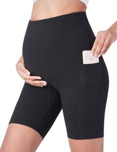 lot 6383 image: POSHDIVAH Womens Maternity Yoga Shorts Over The Belly Bump Workout Active Short Pants Black 8 Small