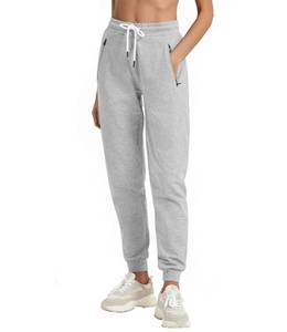 lot 6389 image: PULI Jogger Sweatpants for Women Drawstring Workout Sport with Zipper Pockets Light Grey L