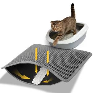 lot 6399 image: Conlun Cat Litter Mat 23x17, Double Layer Urine & Waterproof Trapping Mat for Kitty Litter Box, Easy to Clean, Non-Slip, Scatter Control Cat Matt for Floor, Gray