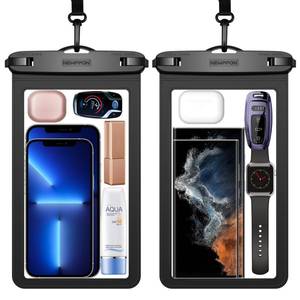 lot 6411 image: newppon Large Waterproof Phone Pouch  2 Pack Underwater Clear Cellphone Holder - Universal Water-Resistant Dry Bag Case with Neck Lanyard for iPhone Samsung Galaxy for Beach Swimming Pool