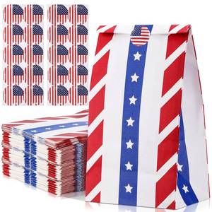 lot 6413 image: Kolldenn 60 Pcs Patriotic Treat Bags with Stickers 4th of July Party Favors American Flag Stars Stripes Treat Goodie Gift Bags for Independence Day Memorial Day Party Decor Snack Supplies
