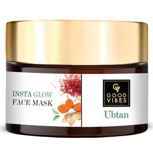 lot 6431 image: Good Vibes Ubtan Insta Glow Face Mask  with Turmeric & Saffron  Unclog Pores  Removes Dirt & Impurities  Enhances Natural Glow  1.76 Oz50g