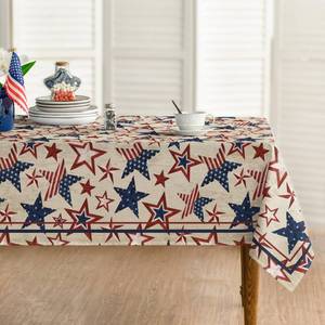lot 6434 image: Horaldaily 4th of July Rectangular Tablecloth 60�120 Inch, Patriotic Memorial Day Blue Red Star Independence Day Washable Table Cover for Party Picnic Dinner Decor