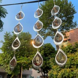 lot 6440 image: Water Droplets Bird Scare Discs Set-Highly Reflective Double-Sided Bird Reflectors, Extra Sparkly Metal Wind Spinner Outdoor Garden Decor, Decorations to Scare Away Yard Birds