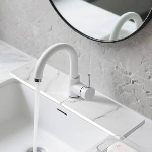 lot 6445 image: Volminex Kitchen Sink Faucet Mat, Diatomaceous Earth Quick Dry Sink Splashback Drying Mat, Kitchen Faucet Super Absorbent Mat, Quick-Drying Water Absorbing Stone Tray (Marble, 23.6 x 3.9)