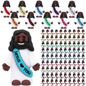 lot 6450 image: Bememo 100 Pcs Mini Black Jesus Little Black Jesus Tiny Jesus Bulk to Hide and Seek Religious Party Favors Sunday School Gifts
