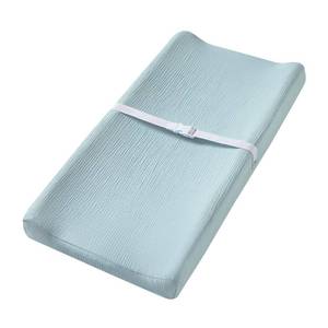 lot 6452 image: Muslin Changing Pad Cover for Baby Boys Girls, Ultra Soft Breathable Diaper Changing Table Pad Cover, Neutral Fitted Changing Pad Sheets (Light Blue)
