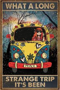 lot 6469 image: Cusde Funny Signs What A Long Strange Trip Its Been Hippie Tin Sign Wall Plaque Poster For Home Decor Living Room Bars Restaurants Cafes Clubs 8x12 Inch