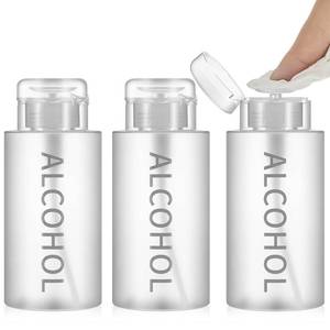 lot 9586 image: Layhit 3 Pcs 10 oz Alcohol Pump Dispenser Bottle Alcohol Push Down Liquid Dispenser Empty Pumping Bottle Refillable Cosmetic Container for Personal, Salon, Nail Care, Hospital Use (Gray)