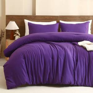 lot 9598 image: Paxrac Dreamy Purple Comforter Set Full Size, 3 Pieces Romantic Style Comforter Set, Lightweight Solid Bedding Set, All Seasons Soft Fluffy Full Bed Set (80x90In Comforter & 2 Pillowcases)