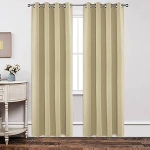 lot 9613 image: Joydeco Blackout Curtains 72 Inch Length 2 Panels Set, Thermal Insulated Long Curtains& Drapes 2 Burg, Room Darkening Grommet Drapes for Living Room Bedroom Window (W52 x L72 Inch, Beige)
